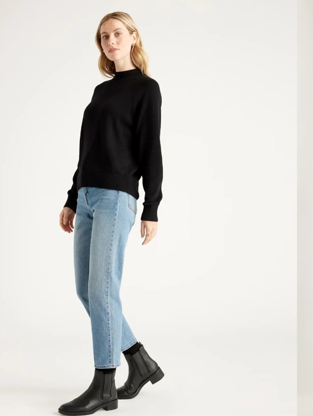 Quince NEW Organic Cotton Mock Neck XL Sweater Oversized Pullover Black Minimal - Picture 8 of 14
